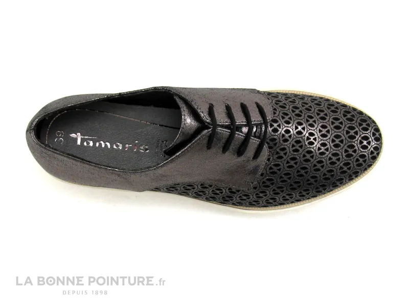 Achat chaussures Tamaris Femme Chaussure basse / Derby, vente Tamaris 1-23753-22 Pewter - Derby metallise Femme