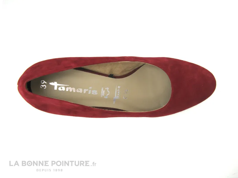 Achat chaussures Tamaris Femme Escarpin, vente Tamaris 1-22414-25 Ruby - Escarpin bordeaux cuir velours