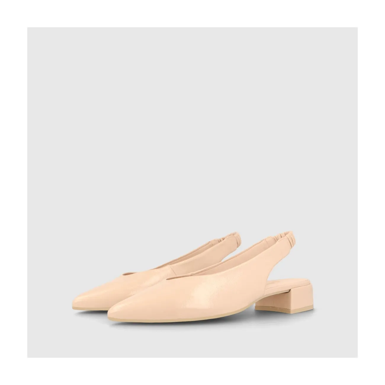 Ballerines à talon en cuir verni nude : LODI Chaussures pour femmes en ligne.