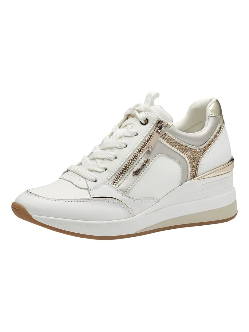 Basket Compensé Cuir Tamaris - Blanc