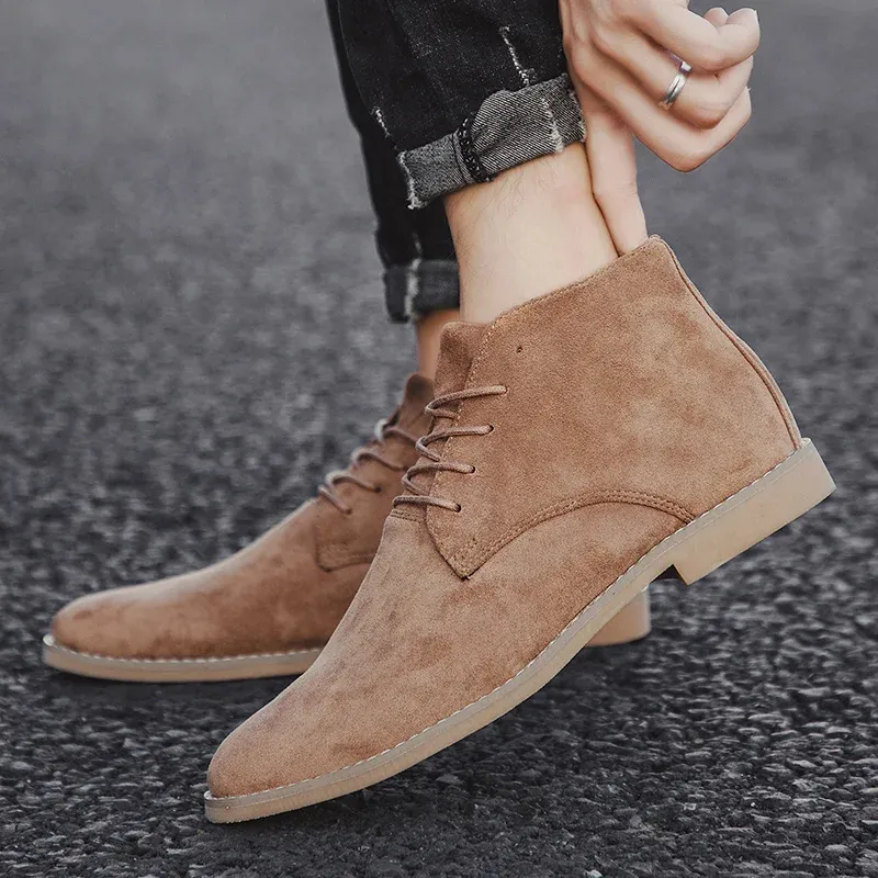 Bottes chukka de haute qualité pour hommes en daim, chaussures élégant
