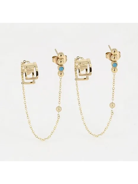 BOUCLES D OREILLES- DORE blanc ZAG BIJOUX