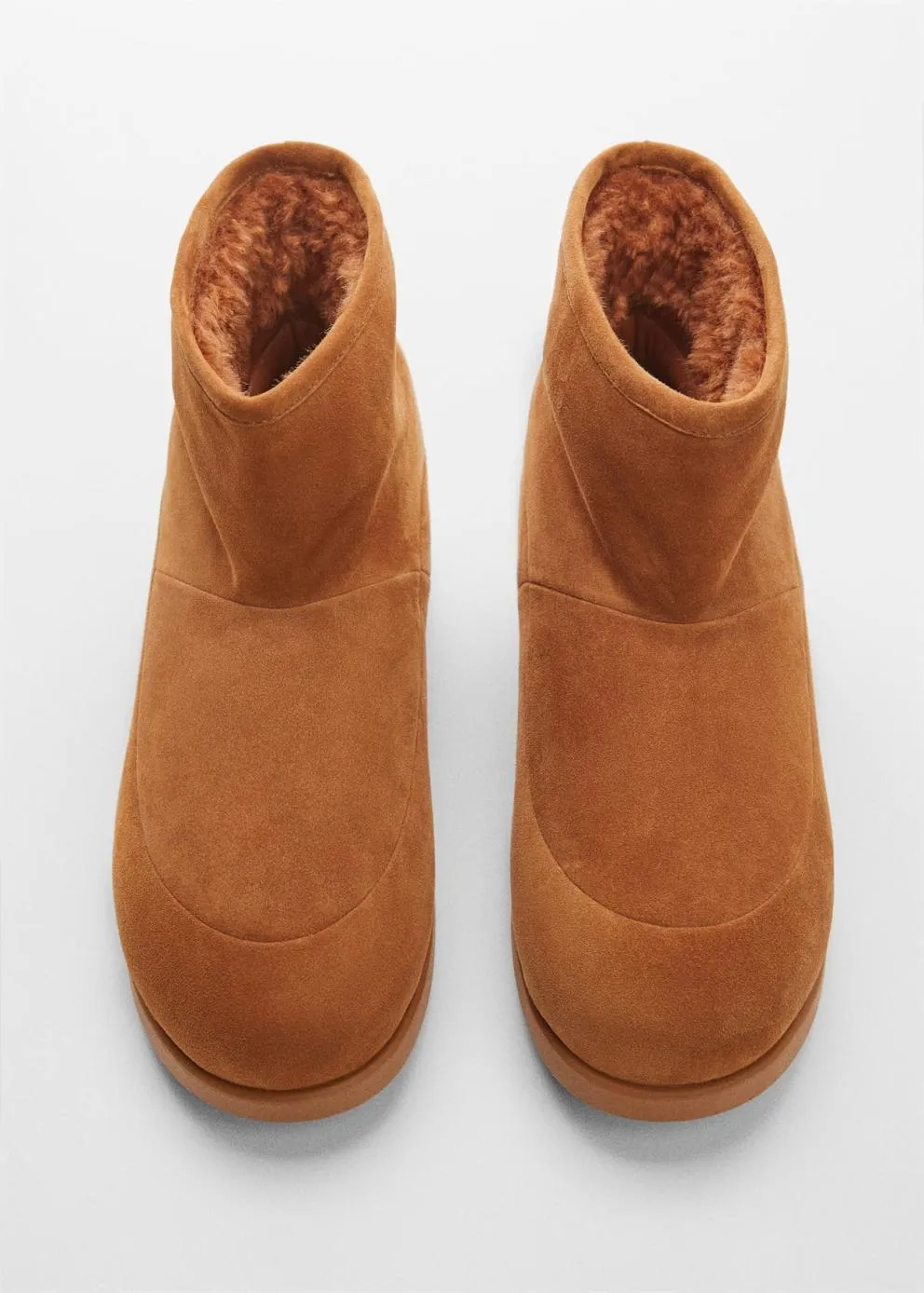 Chaussure | Femme MANGO Bottines Suède Fausse Fourrure Tabac