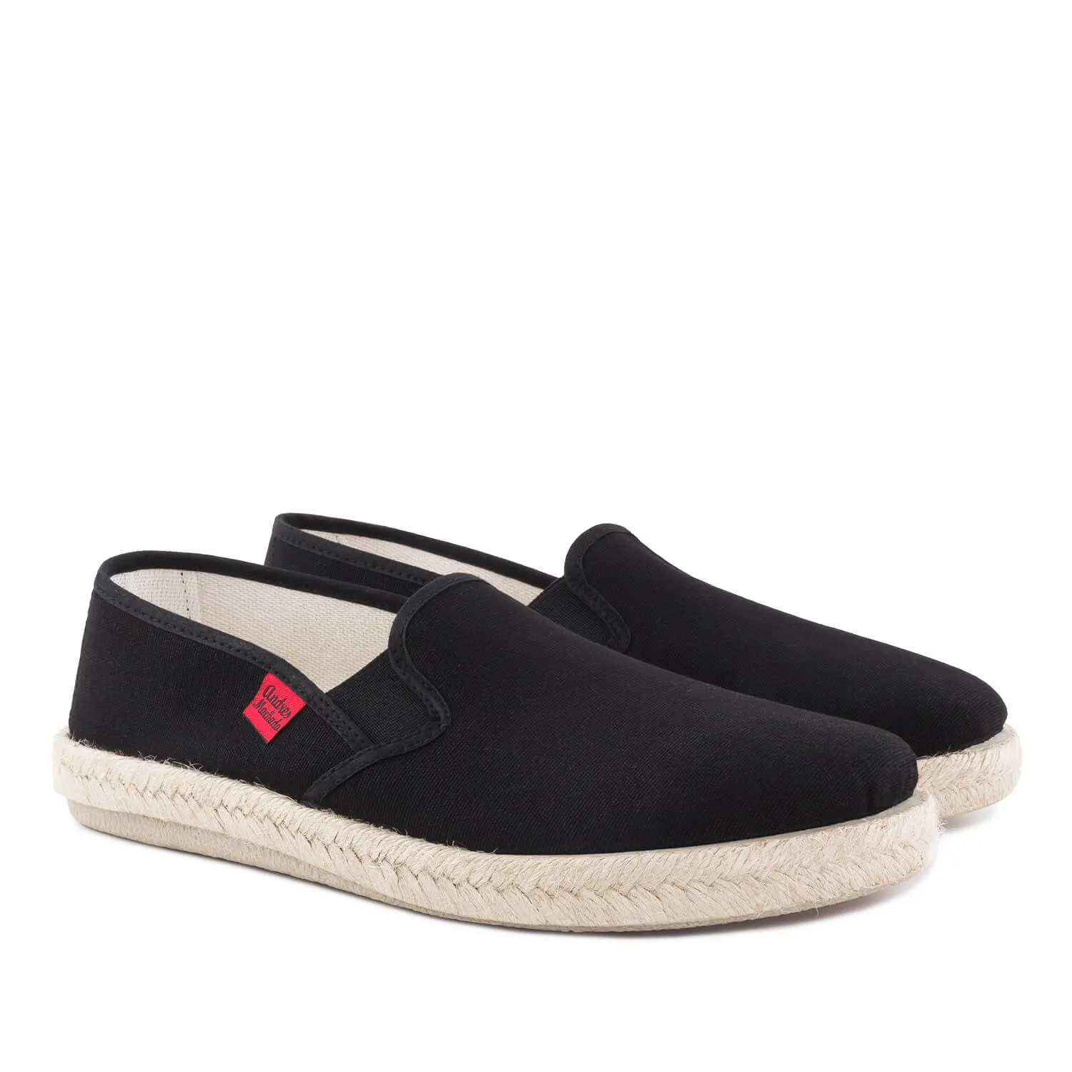 Chaussures SLIP ON Toile Noire et semelle en Jute.