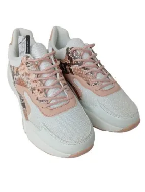 Claudia Ghizzani Basket à lacet blanc-rose motif animal style décontracté