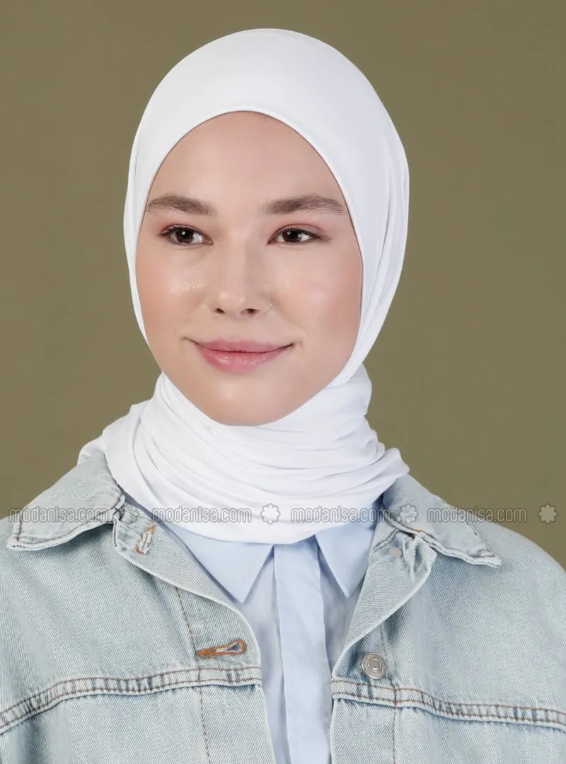 Combed Cotton Scarf White