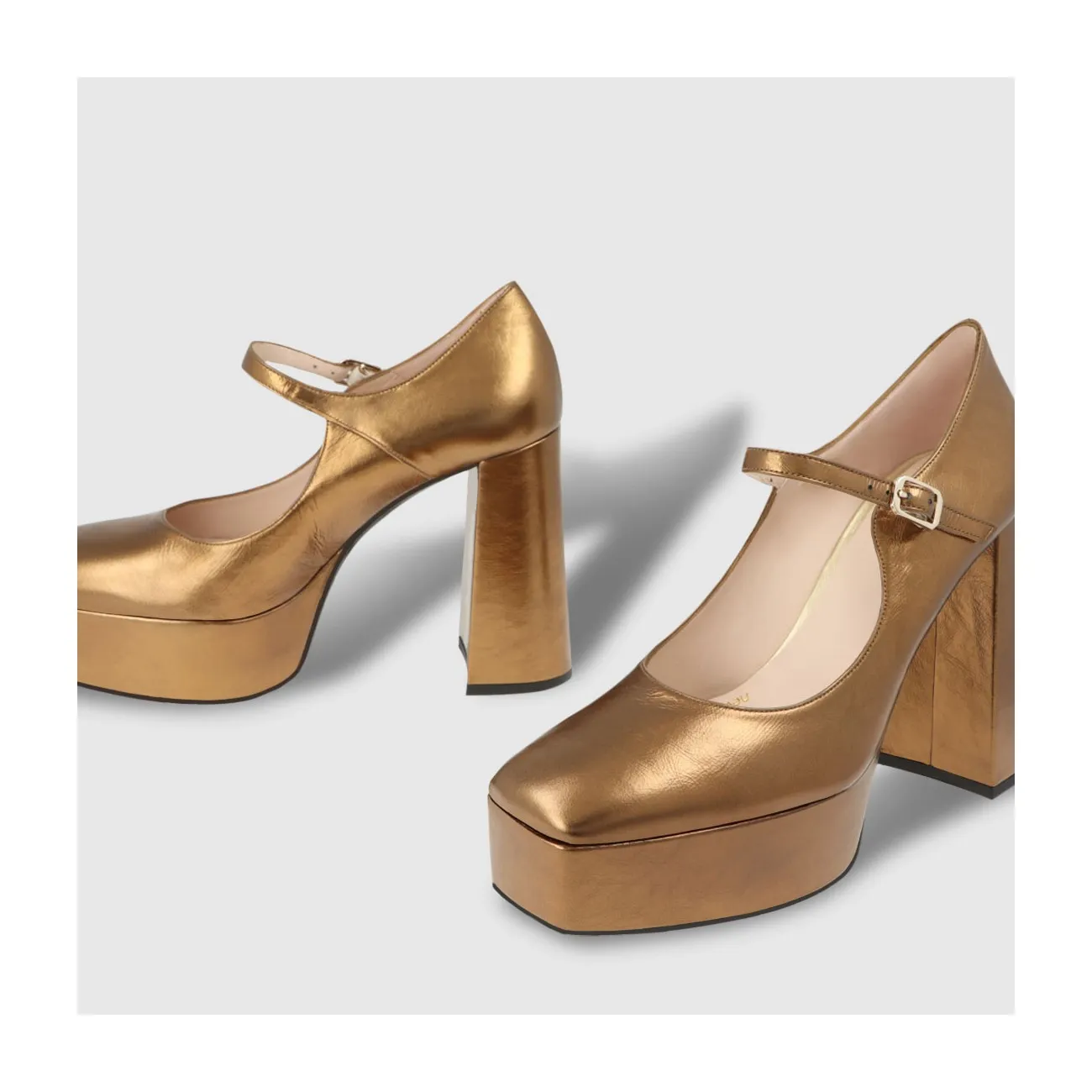 Escarpins femme Mary Jane avec plateforme en cuir bronze | LODI Chaussures femme en ligne
