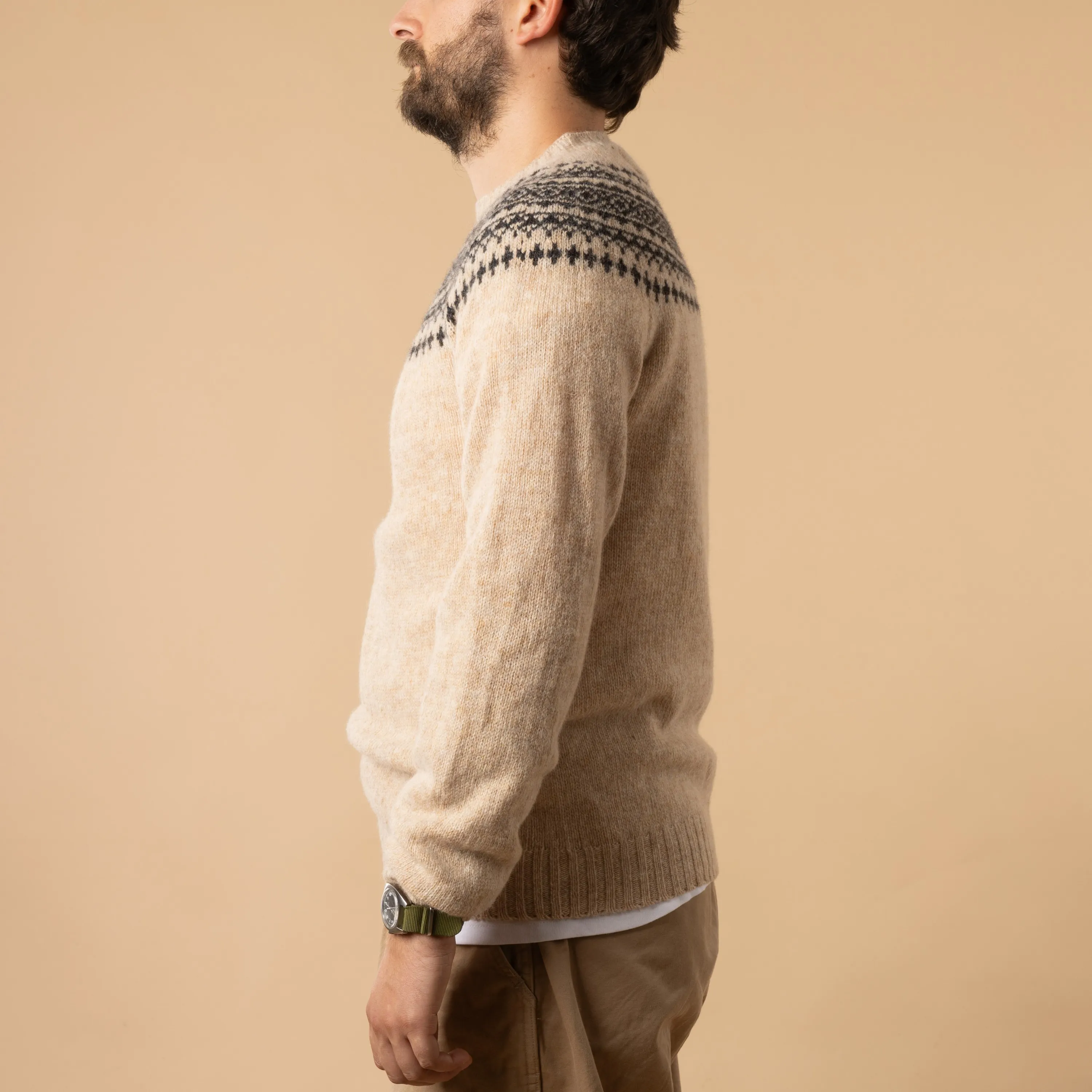 Fair Isle Crew Neck Tusk Smoulder