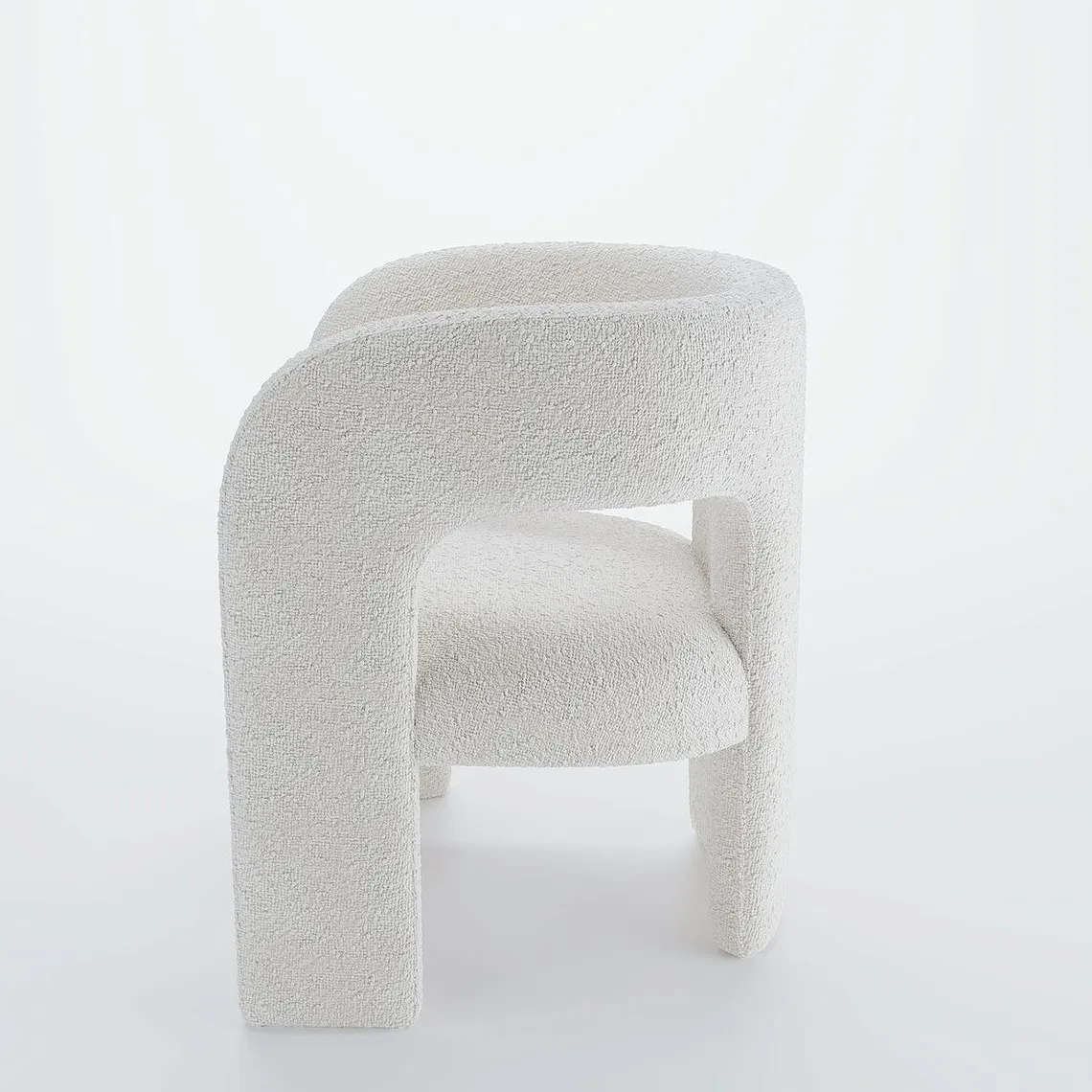 Fauteuil de salle à manger en bouclette blanche Alfred | 3 Suisses