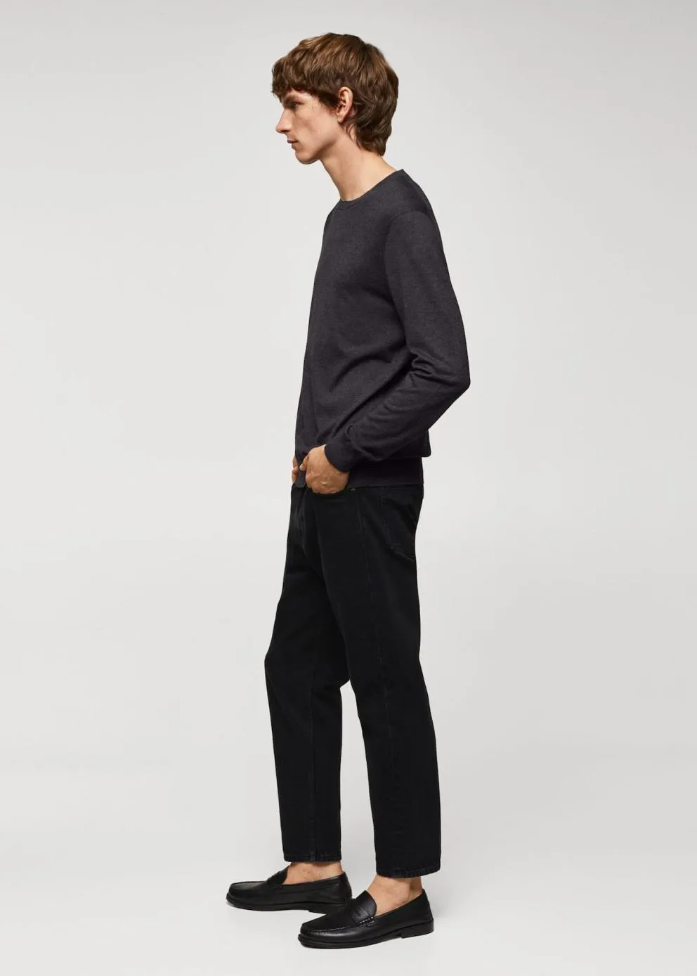 Gilets Et Pull-Overs | Homme MANGO Pull-over Fin Modal-soie Gris Anthracite