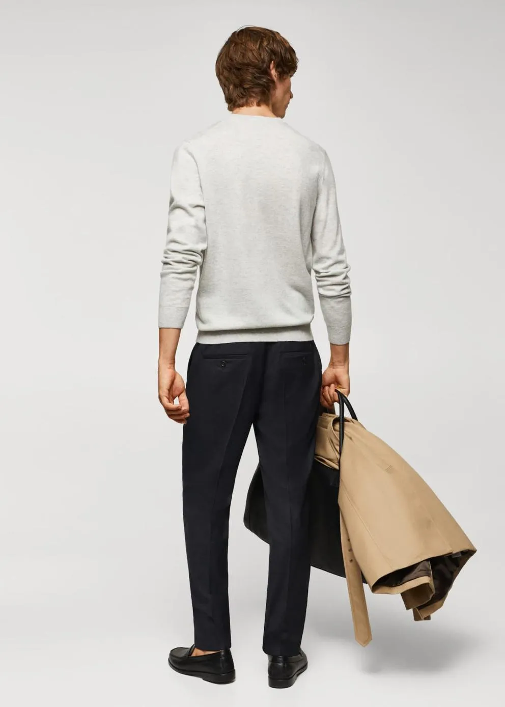 Gilets Et Pull-Overs | Homme MANGO Pull-over Maille Fine Laine Mélangée Gris Chiné Clair