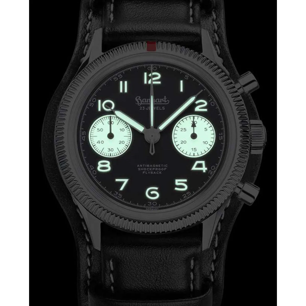 Hanhart 1882 watch - 417 ES Flyback Reverse Panda 39mm