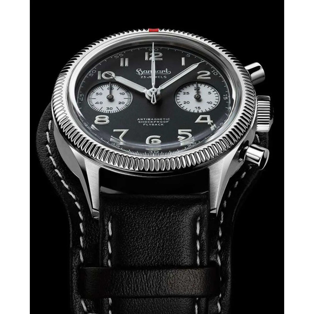 Hanhart 1882 watch - 417 ES Flyback Reverse Panda 39mm