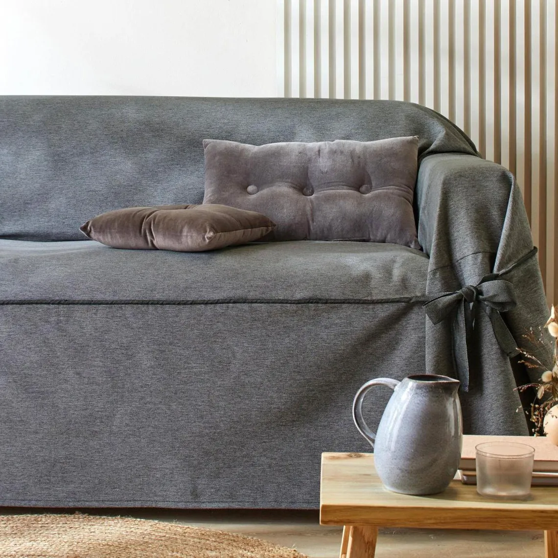 Housse de fauteuil 1 place VALERIA grise | 3 Suisses