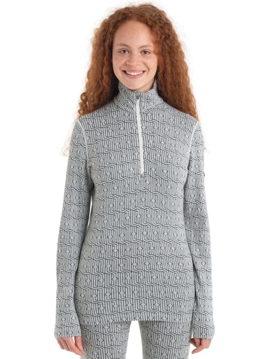 Maillot de Corps Icebreaker Femme Merino 260 Vertex LS Half Zip Herenga Snow Noir