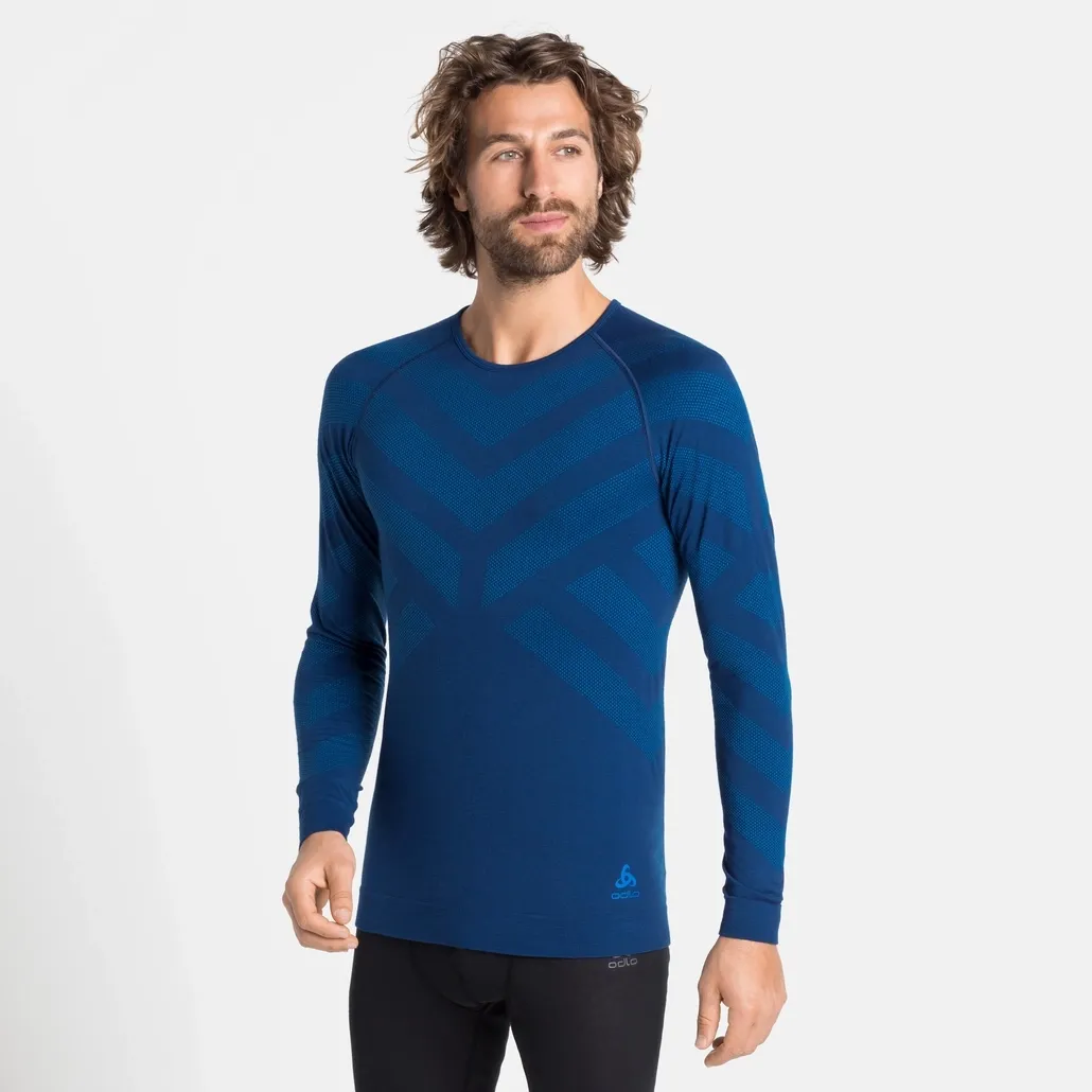 Maillot de Corps Odlo Men BL Top Crew Neck LS Kinship Warm Estate Blue Melange