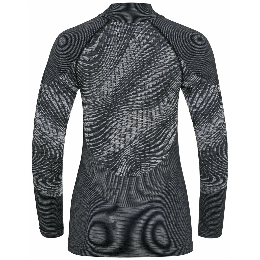 Maillot de Corps Odlo Women BL Top Turtle Neck LS Half Zip Blackcom Black Space Dye