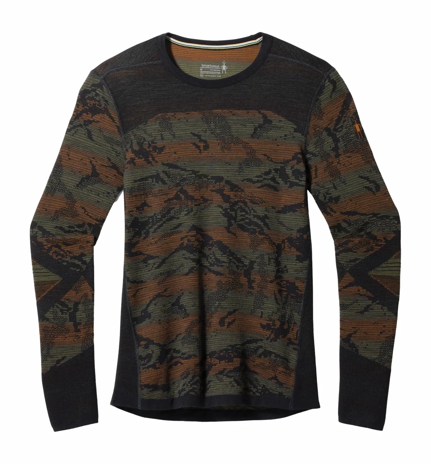 Maillot de Corps Smartwool Men Intraknit Thermal Merino BaseLayer Pattern Crew Winter Moss Mountain
