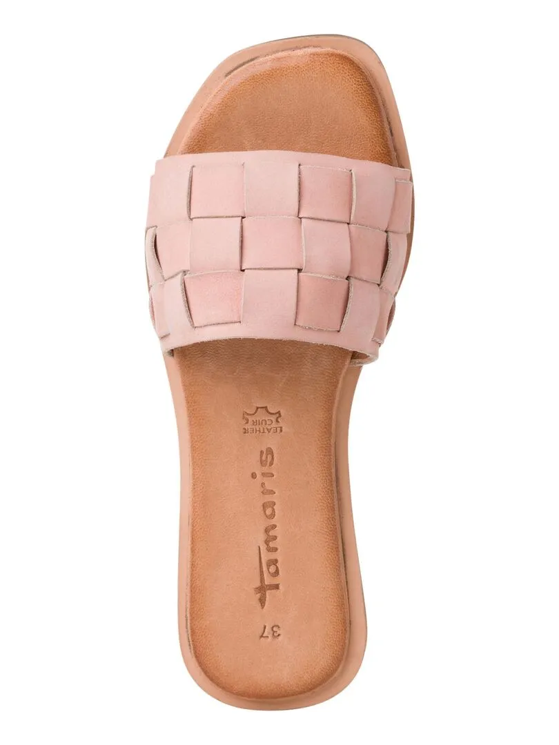 Mule plate cuir Tamaris 1-27122-28 - Rose