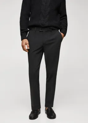 Pantalons | Homme MANGO Pantalon Carreaux Tissu Recyclé Gris Chiné Foncé
