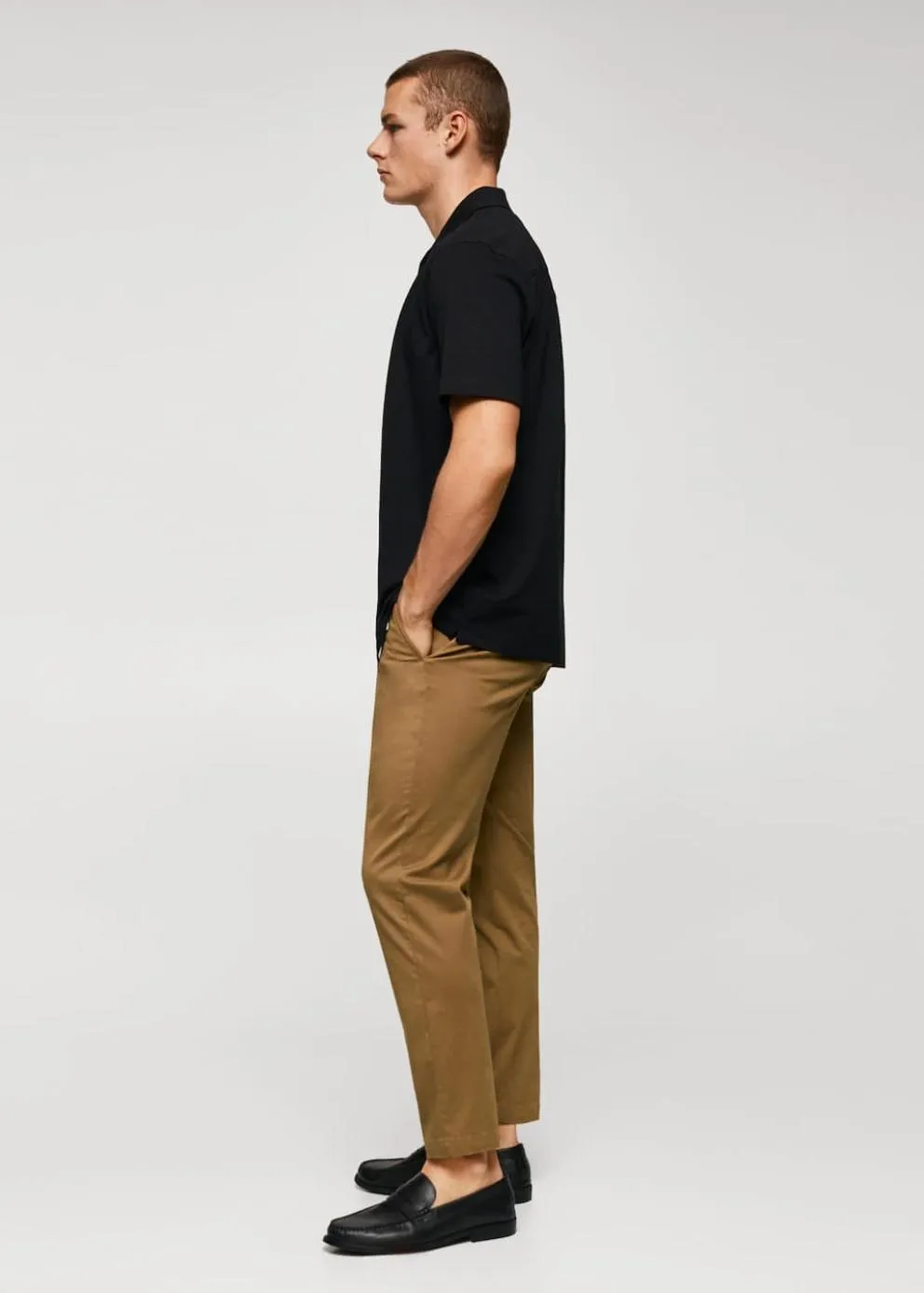 Pantalons | Homme MANGO Pantalon Coton Tapered Crop Café