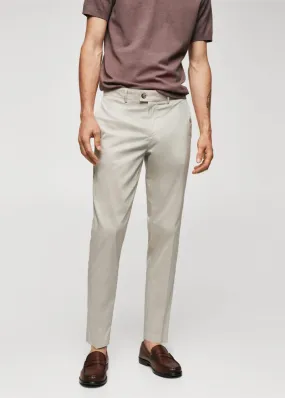 Pantalons | Homme MANGO Pantalon Léger En Coton Gris Clair/pastel