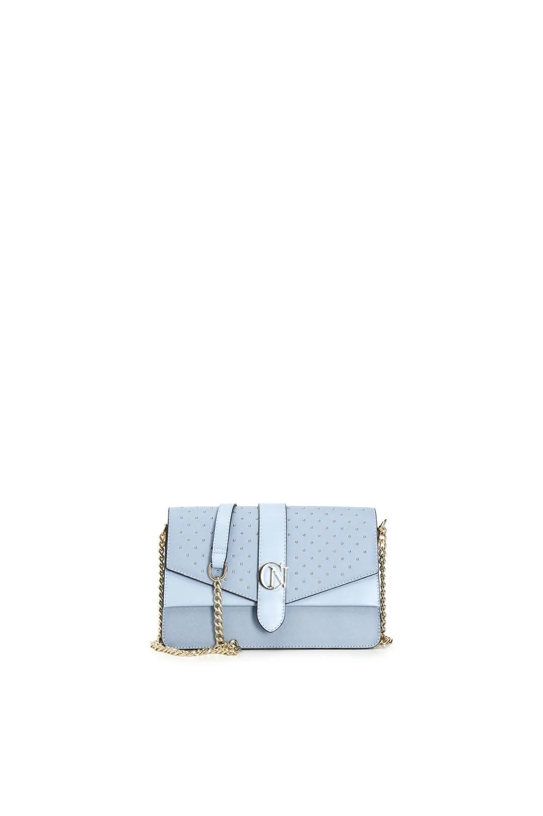 petite pochette effet saffiano avec micro cabochons et breloque cafènoir sky - CafèNoir
