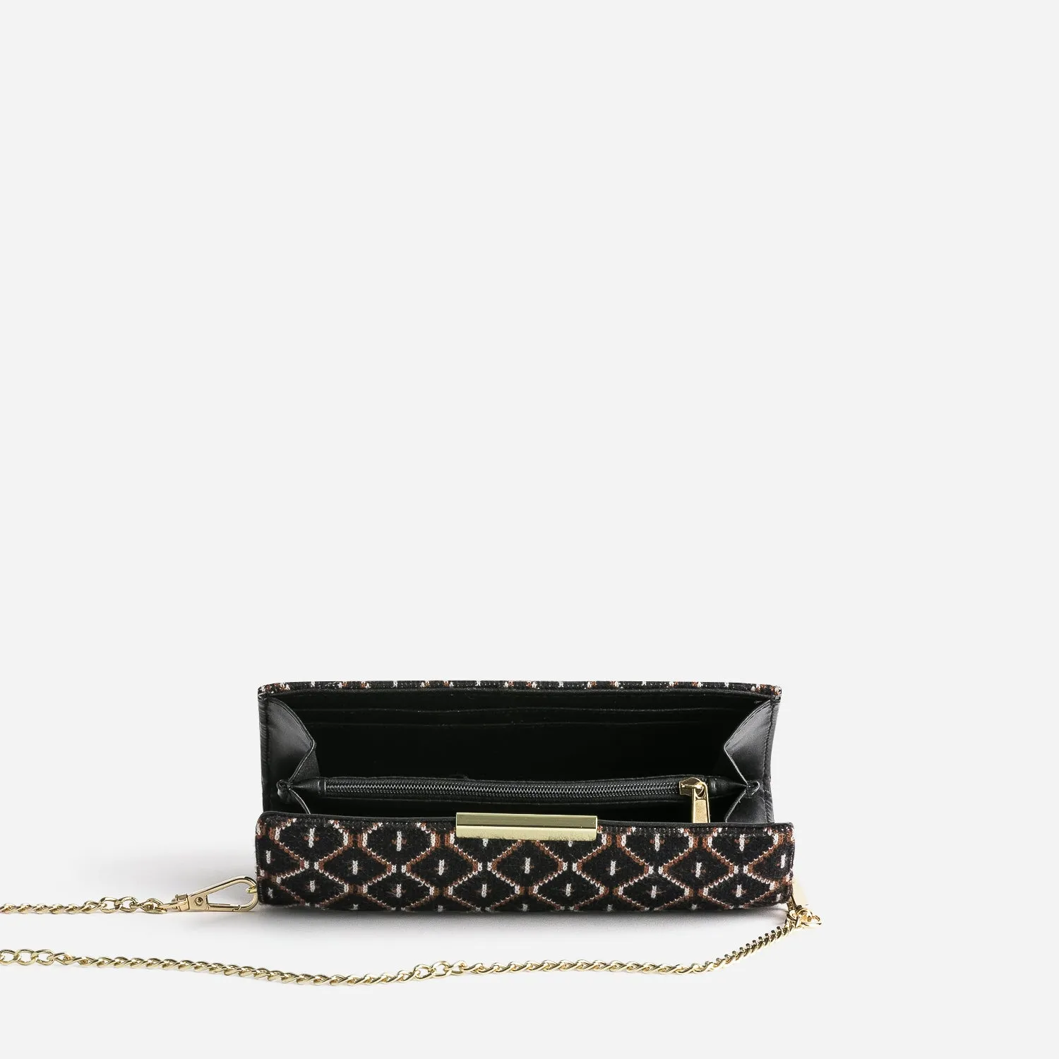 Pochette noire en textile à motif graphique - Pochettes Maroquinerie | ERAM