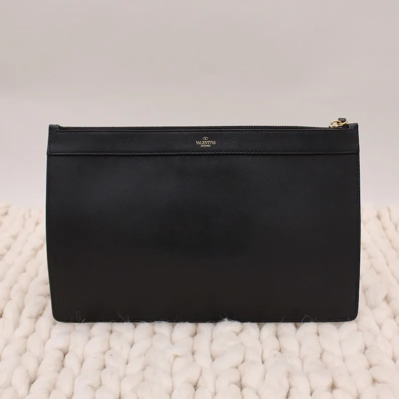 Pochette V-Logo en cuir noir – Valentino