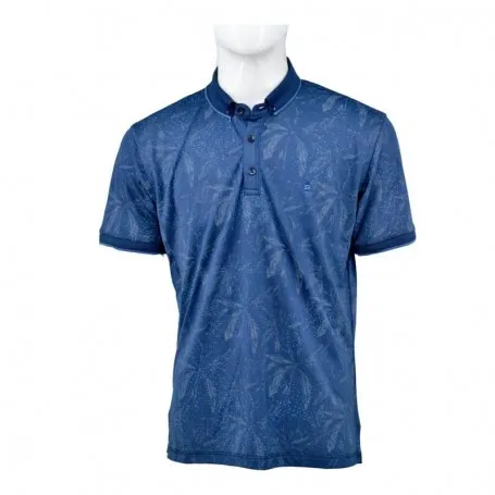 Polo homme imprimé tropical bleu marine - Taille M à 3XL - TSH849