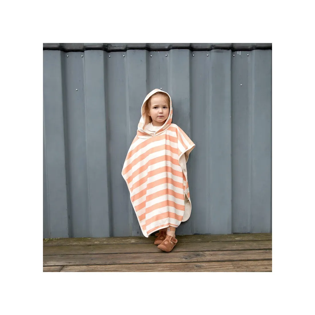 Poncho de Plage anti UV Splash&Fun Rayé Blanc Cassé / Pêche - Lässig