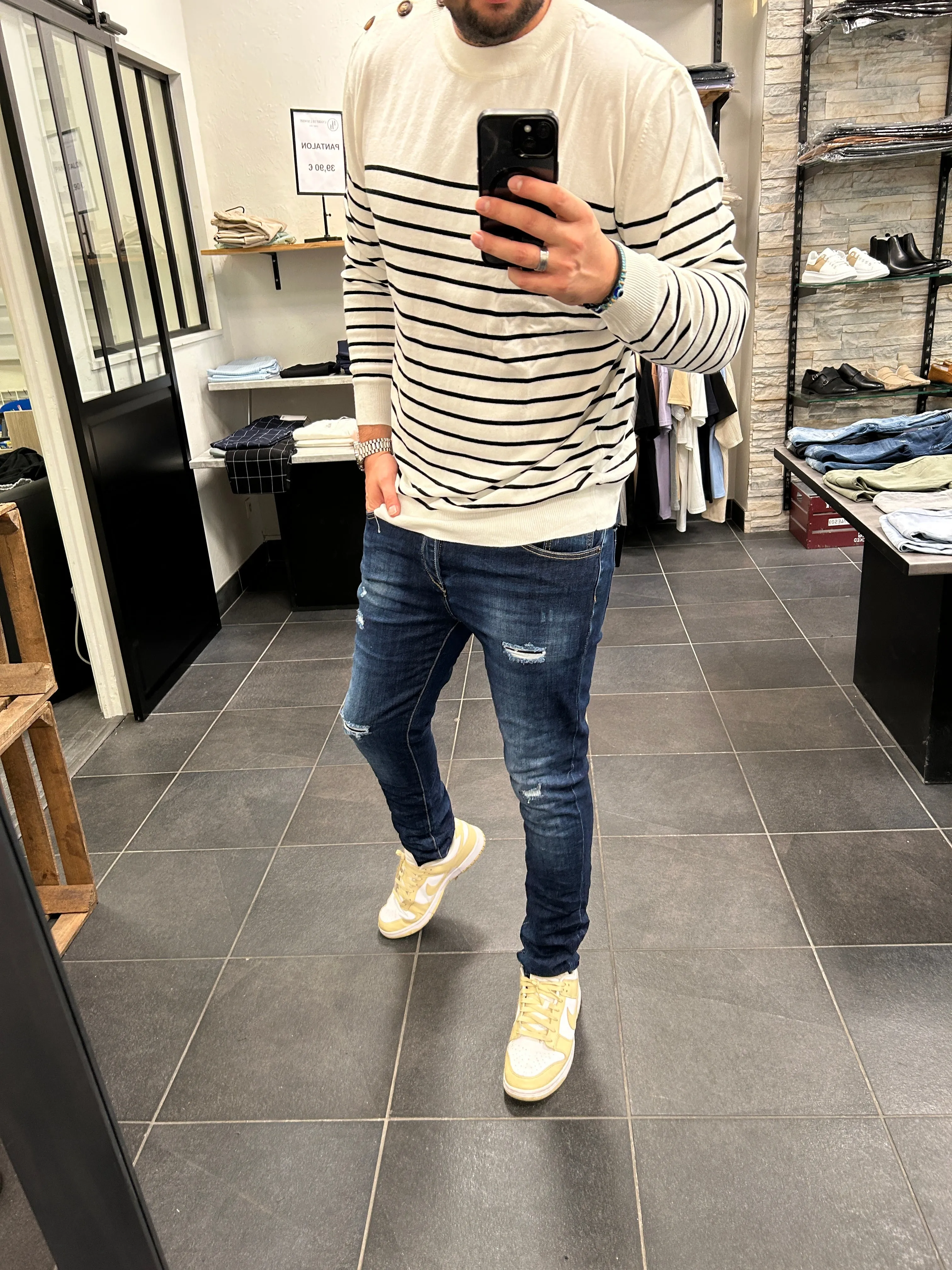Pull Marinière Blanc