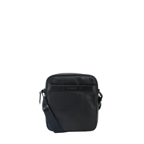 Sacoche petit format noire en cuir de vachette lisse