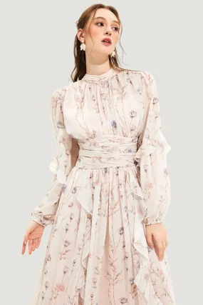 Seren | Femme Robe d'été à imprimé floral | Beige