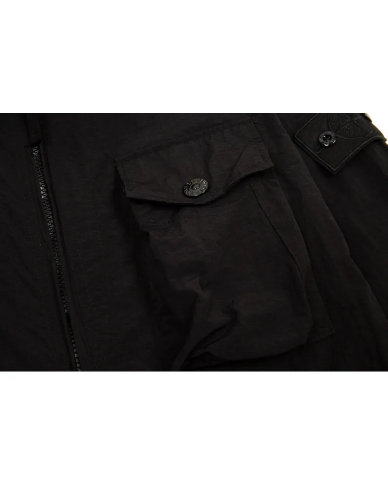 STONE ISLAND GHOST RESIN COTTON ZIP OVERSHIRT
