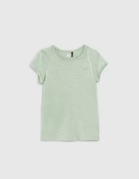 T-shirt aqua Essentiel brodé en coton bio fille