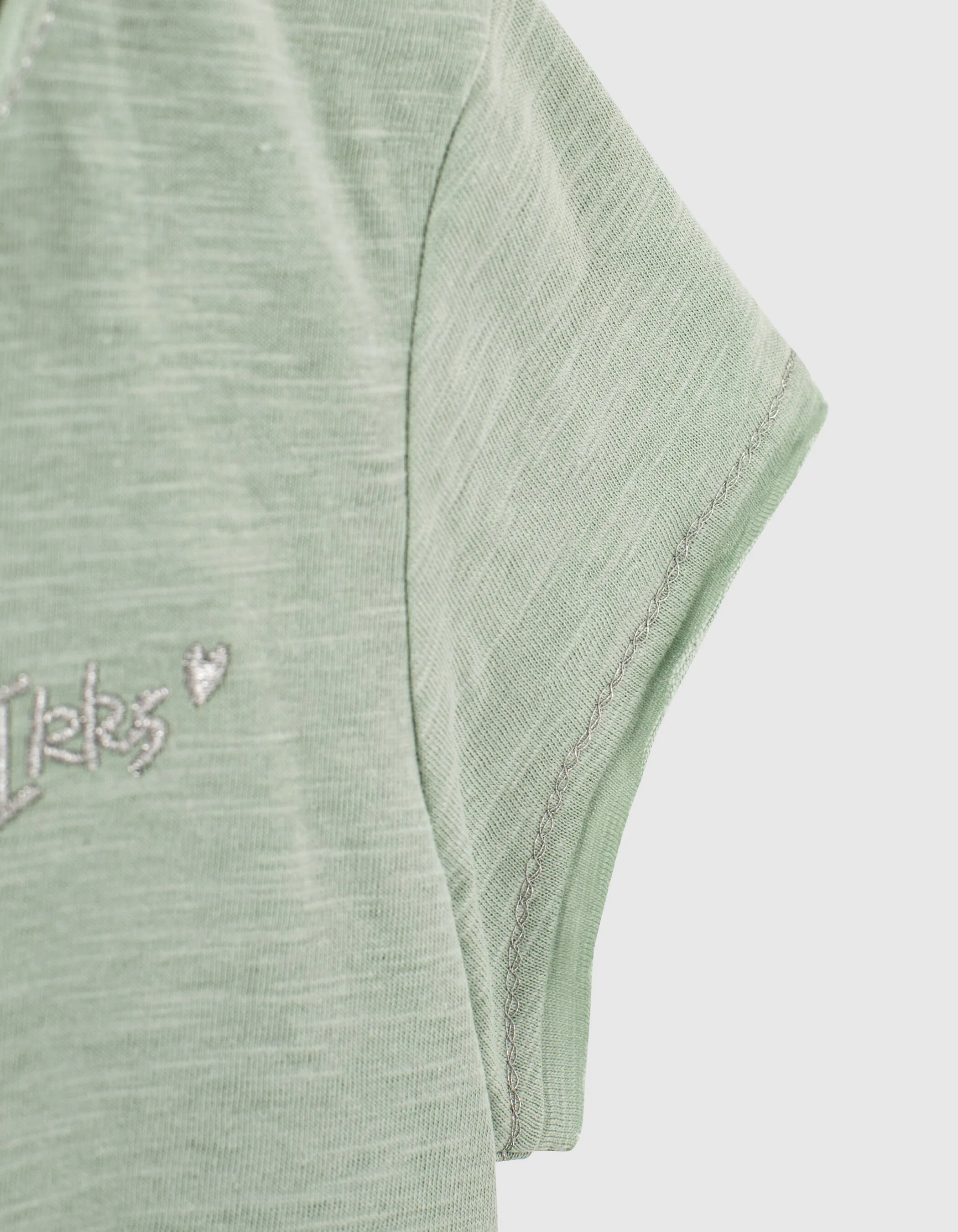 T-shirt aqua Essentiel brodé en coton bio fille