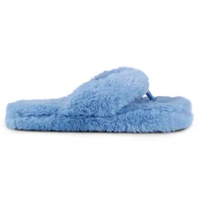 Tongs bleu fourrure