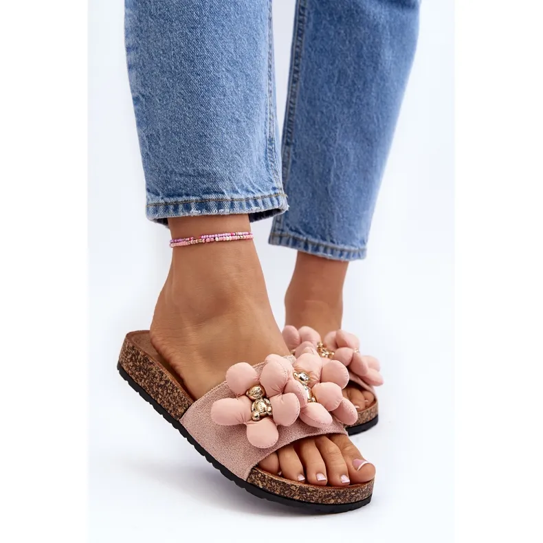 Tongs pour femmes avec décorations, rose Bunlia