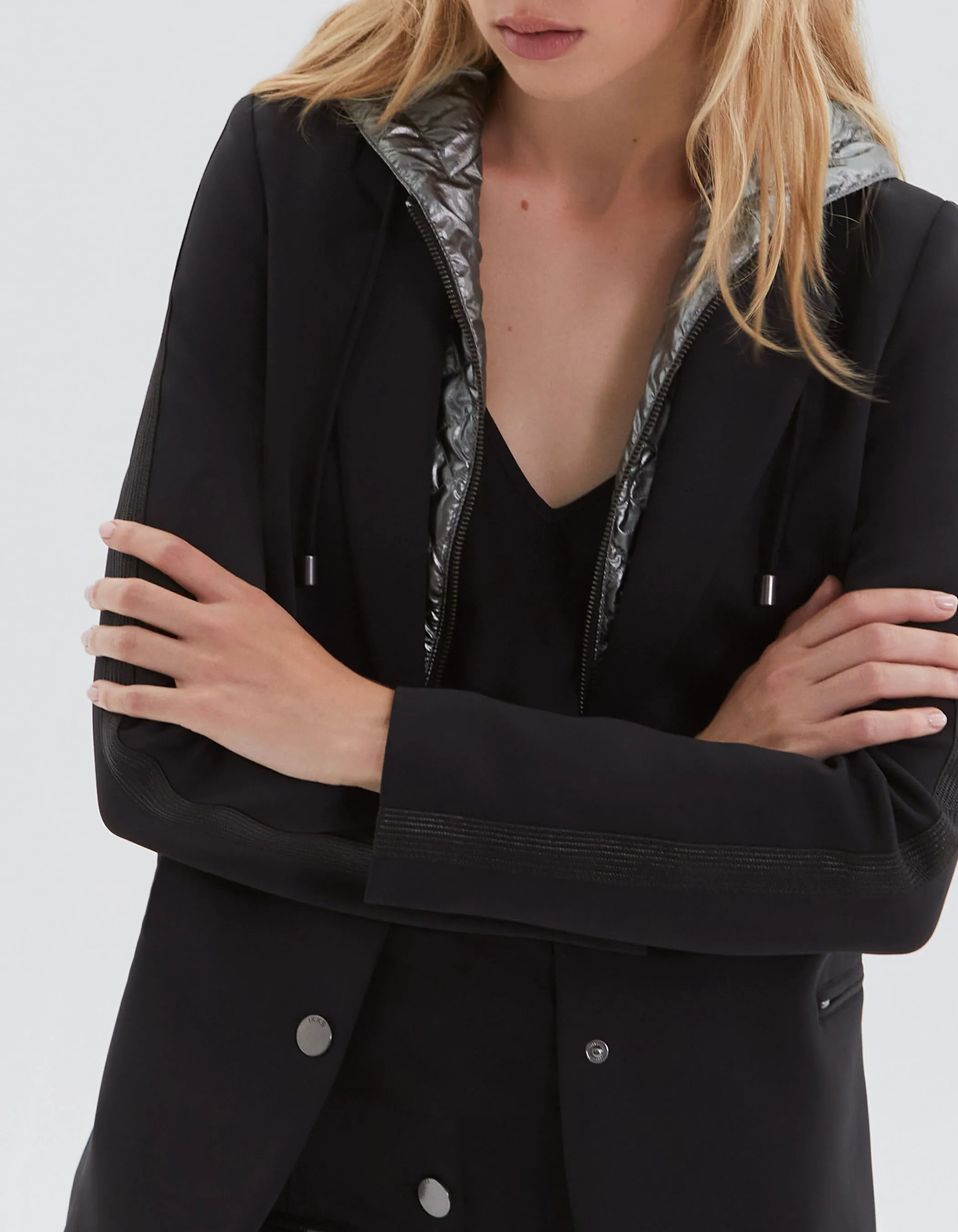 Veste de costume noire parementure métallisée Femme